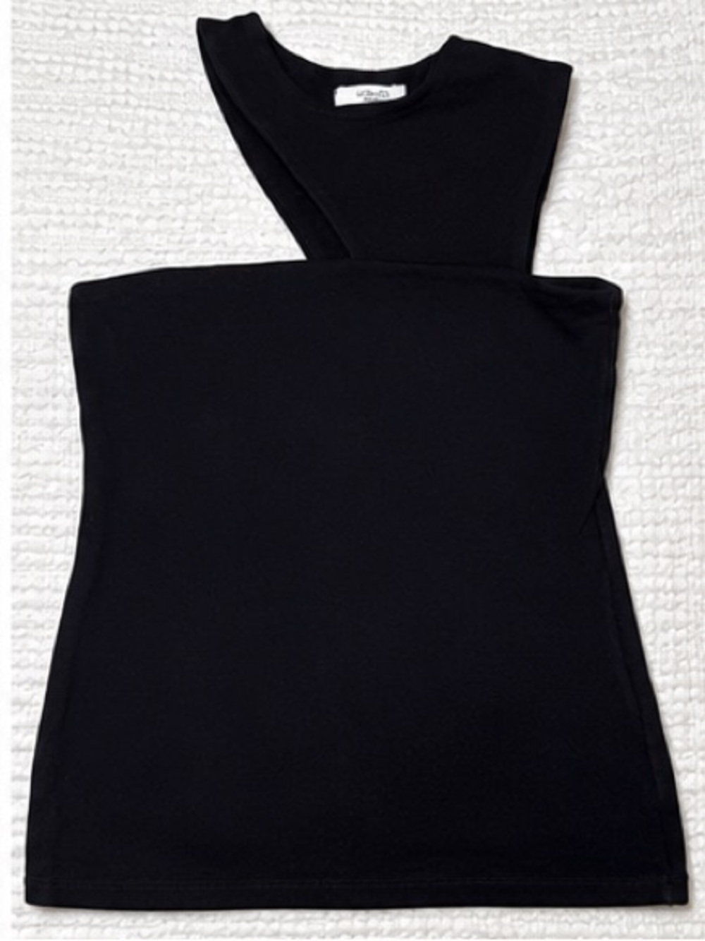 Bat Sheva Hebrew Label Black Asymmetrical Going Out Top One Shoulder Knit Top S